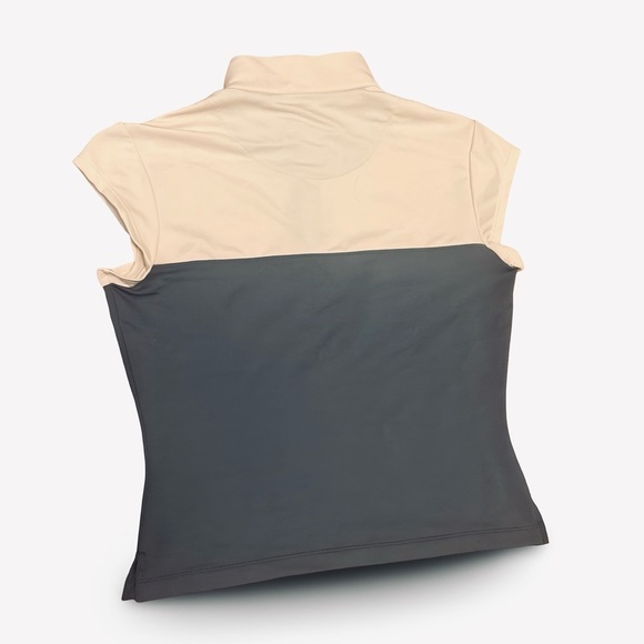 Athleta Size Medium Colorblock Sleeveless Shirt Beige and Blue - Picture 2 of 4